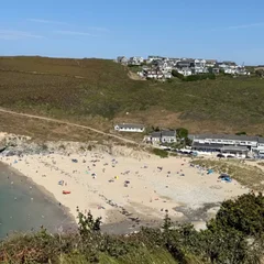 Looking down on a beach from a clifftop